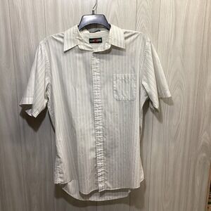 MARK LEWIS Men's (Size 16) Short Sleeve Striped Button Down Collared Shirt‎